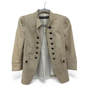 Zara Beige Military-Style Button Front Jacket